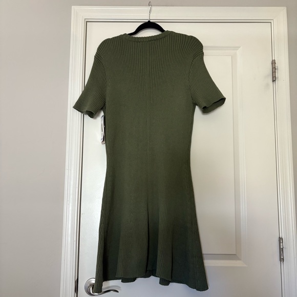 French Connection Women’s Olive Green Button-Front Knit Dress - Picture 9 of 14